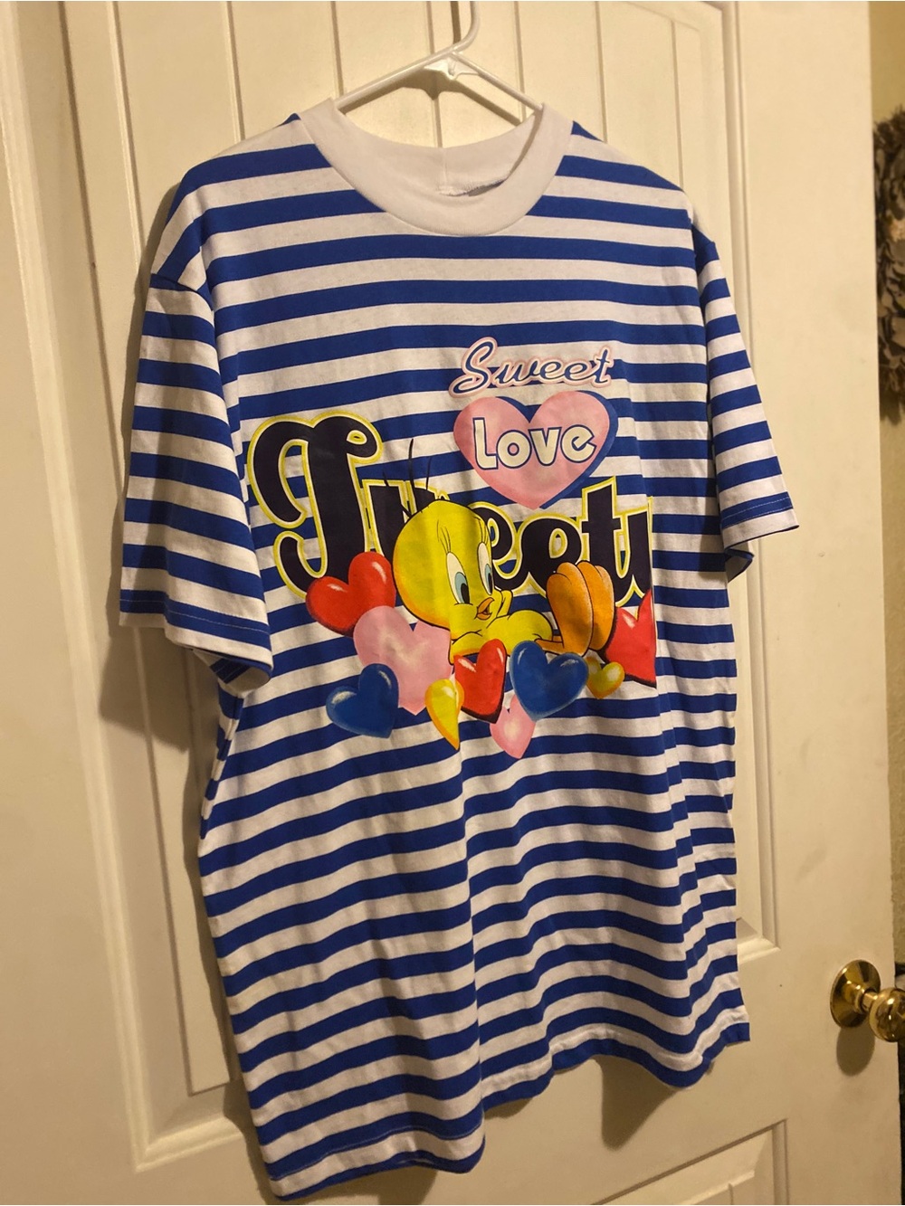 Vintage Tweety Bird Blue & White Striped tee